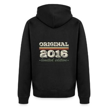 Legende seit 2016 Geboren 2016 Geburtstag 2016 - Unisex Premium Bio Zip Hoodie - Schwarz - Hinten - Nico (187cm)