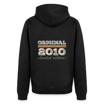 Legende seit 2010 Geboren 2010 Geburtstag 2010 - Unisex Premium Bio Zip Hoodie - Schwarz - Hinten - Nico (187cm)