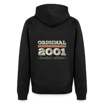 Legende seit 2001 Geboren 2001 Geburtstag 2001 - Unisex Premium Bio Zip Hoodie - Schwarz - Hinten - Nico (187cm)