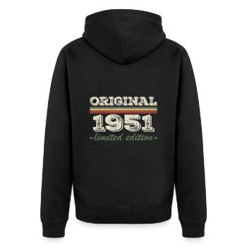 Legende seit 1951 Geboren 1951 Geburtstag 1951 - Unisex Premium Bio Zip Hoodie - Schwarz - Hinten - Nico (187cm)