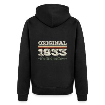 Legende seit 1933 Geboren 1933 Geburtstag 1933 - Unisex Premium Bio Zip Hoodie - Schwarz - Hinten - Nico (187cm)