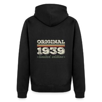 Legend since 1939 Born 1939 Birthday 1939 - Unisex Premium Organic Zip Hoodie - black - Back - Nico (187cm)