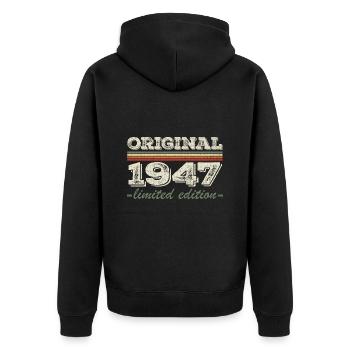 Legende seit 1947 Geboren 1947 Geburtstag 1947 - Unisex Premium Bio Zip Hoodie - Schwarz - Hinten - Nico (187cm)