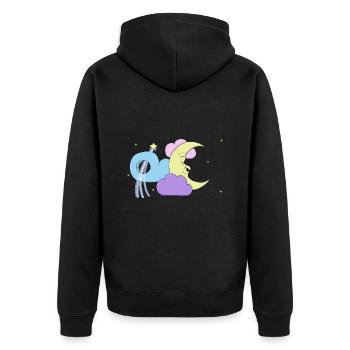 Goodnight Moon - Unisex Premium Organic Zip Hoodie - black - Back - Nico (187cm)