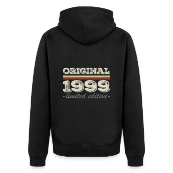 Legende seit 1999 Geboren 1999 Geburtstag 1999 - Unisex Premium Bio Zip Hoodie - Schwarz - Hinten - Nico (187cm)