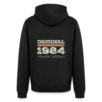 Legende seit 1984 Geboren 1984 Geburtstag 1984 - Unisex Premium Bio Zip Hoodie - Schwarz - Hinten - Nico (187cm)