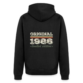 Legende seit 1986 Geboren 1986 Geburtstag 1986 - Unisex Premium Bio Zip Hoodie - Schwarz - Hinten - Nico (187cm)