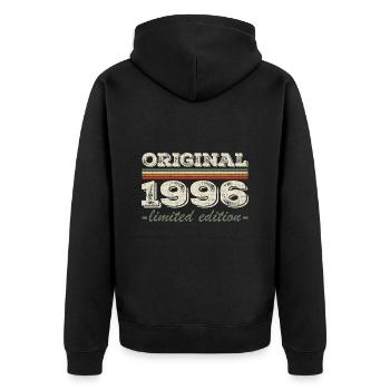 Legende seit 1996 Geboren 1996 Geburtstag 1996 - Unisex Premium Bio Zip Hoodie - Schwarz - Hinten - Nico (187cm)