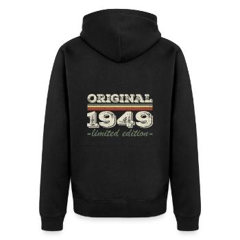 Legende seit 1949 Geboren 1949 Geburtstag 1949 - Unisex Premium Bio Zip Hoodie - Schwarz - Hinten - Nico (187cm)