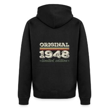 Legende seit 1948 Geboren 1948 Geburtstag 1948 - Unisex Premium Bio Zip Hoodie - Schwarz - Hinten - Nico (187cm)
