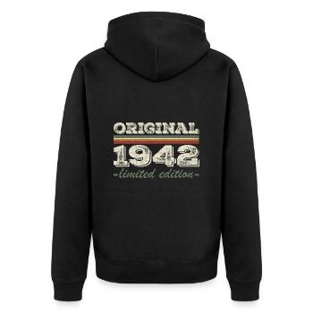 Legend since 1942 Born 1942 Birthday 1942 - Unisex Premium Organic Zip Hoodie - black - Back - Nico (187cm)