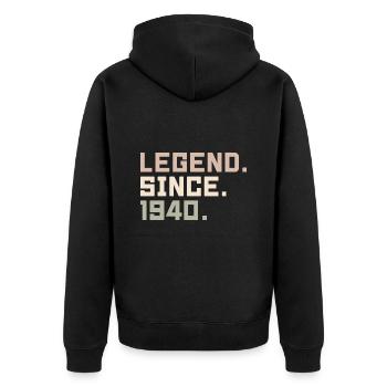 Legenden wurden im 1940 geboren Geschenkideen 1940 - Unisex Premium Bio Zip Hoodie - Schwarz - Hinten - Nico (187cm)