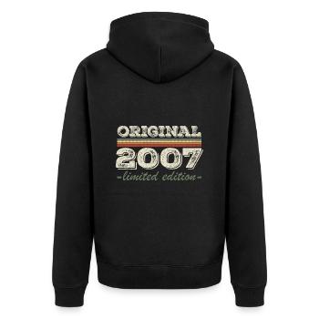 Legende seit 2007 Geboren 2007 Geburtstag 2007 - Unisex Premium Bio Zip Hoodie - Schwarz - Hinten - Nico (187cm)