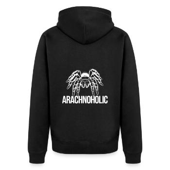 Arachnoholic big hairy tarantula silhouette - Unisex Premium Organic Zip Hoodie - black - Back - Nico (187cm)