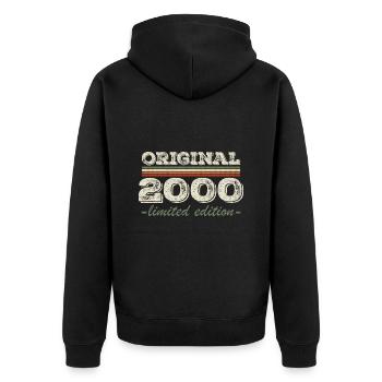 Legende seit 2000 Geboren 2000 Geburtstag 2000 - Unisex Premium Bio Zip Hoodie - Schwarz - Hinten - Nico (187cm)