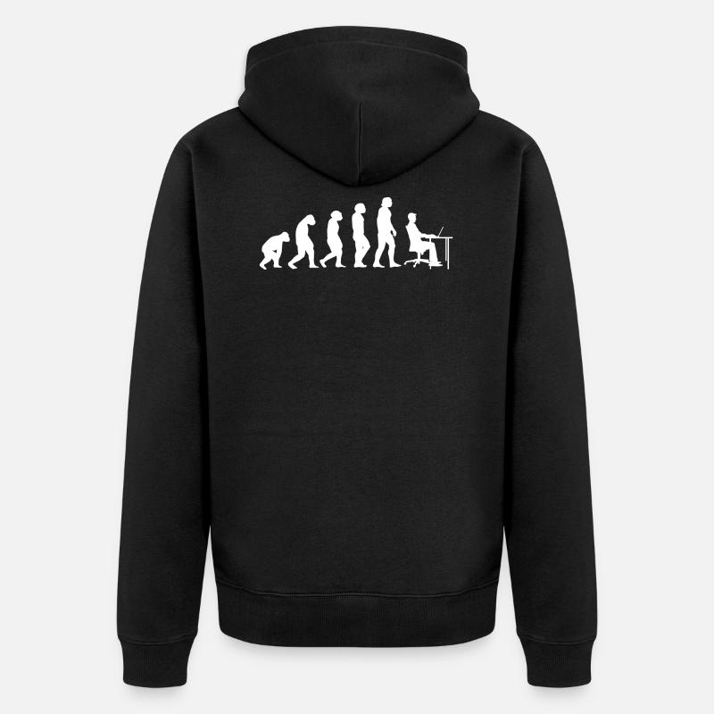 Informatiker / Gamer - Evolution vom Urmensch - Unisex Premium Bio Zip Hoodie - Schwarz
