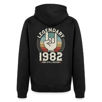 Geburtstag Jahrgang 1982 Legendär seit 1982 - Unisex Premium Bio Zip Hoodie - Schwarz - Hinten - Nico (187cm)