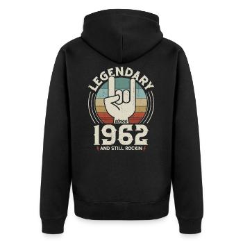 Anniversaire Né en 1962 Légendaire depuis 1962 - Veste à capuche bio Premium Unisexe - noir - Dos - Nico (187cm)