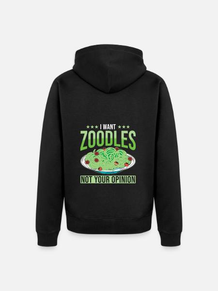 Zoodles Zucchini Pasta Saying - Unisex Premium Organic Zip Hoodie - black