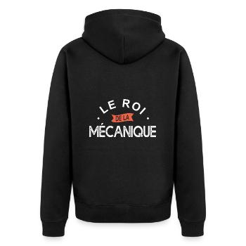 roi de la Mécanique humour garage mécanisien - Veste à capuche bio Premium Unisexe - noir - Dos - Nico (187cm)