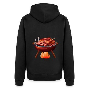 Grillmeister Grill - Unisex Premium Bio Zip Hoodie - Schwarz - Hinten - Nico (187cm)
