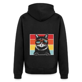 Cat Coolest Pet On Earth Retro Sunglasses Funny - Unisex Premium Organic Zip Hoodie - black - Back - Nico (187cm)