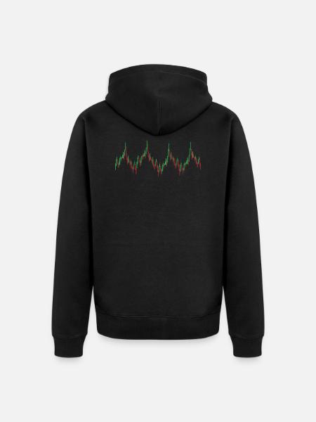 Heartbeat Candlestick Chart Exchange Stock Market - Premium økologisk unisex-hættejakke - sort