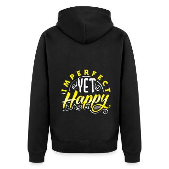 Embrace Your Quirks - Authenticity Is Gorgeous - Unisex Premium Bio Zip Hoodie - Schwarz - Hinten - Nico (187cm)