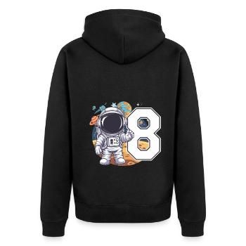 8th Birthday Astronaut Space Adventure for Boys - Unisex Premium Bio Zip Hoodie - Schwarz - Hinten - Nico (187cm)
