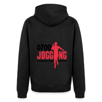 Embrace the Mission Military Time Adventure Call - Unisex Premium Bio Zip Hoodie - Schwarz - Hinten - Nico (187cm)
