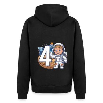 4th Birthday Astronaut Space Adventure for Boys - Unisex Premium Bio Zip Hoodie - Schwarz - Hinten - Nico (187cm)