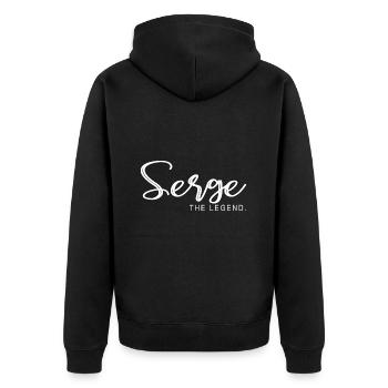 Serge the legend Cadeau T shirt serge - Veste à capuche bio Premium Unisexe - noir - Dos - Nico (187cm)