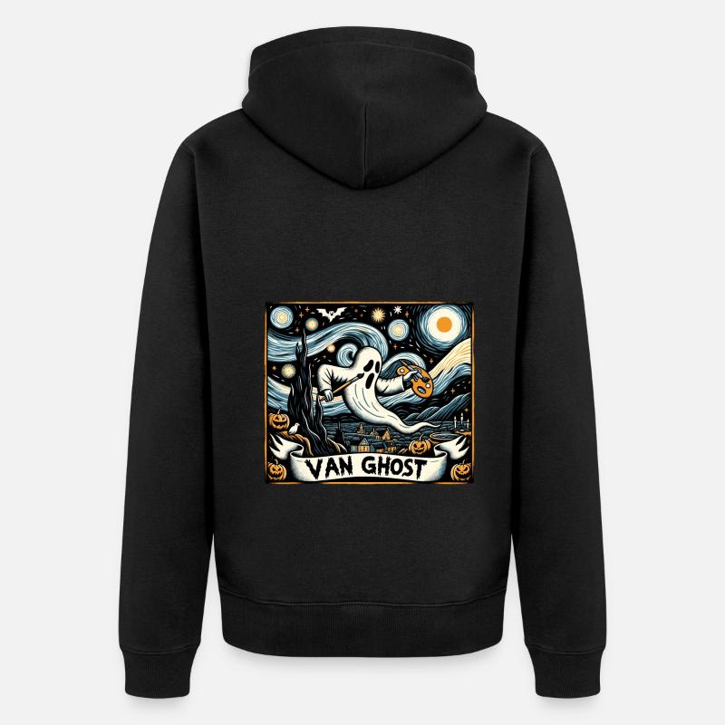 Van Ghost Art Professeur d’Halloween - Veste à capuche bio Premium Unisexe - noir