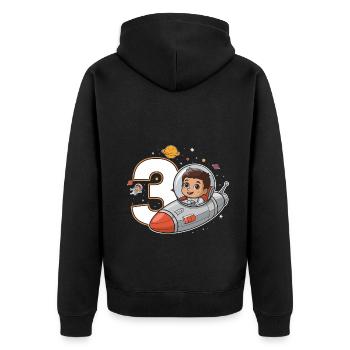 3rd Birrdday Astronaut Space Adventure for Boys - Unisex Premium Bio Zip Hoodie - Schwarz - Hinten - Nico (187cm)