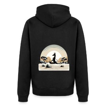 Mindful Xolo Dia de Muertos Meditation Yoga - Unisex Premium Bio Zip Hoodie - Schwarz - Hinten - Nico (187cm)