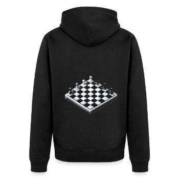 Schachbrett Schach - Unisex Premium Bio Zip Hoodie - Schwarz - Hinten - Nico (187cm)
