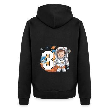 3rd Birrdday Astronaut Space Adventure for Boys - Unisex Premium Bio Zip Hoodie - Schwarz - Hinten - Nico (187cm)