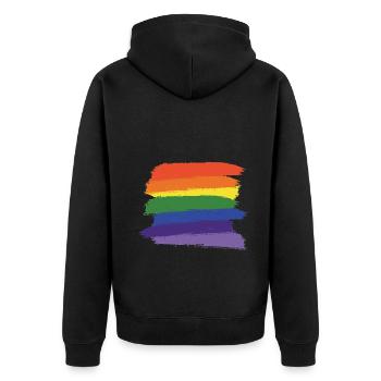 Rainbow Paint Brushes (Large) - Unisex Premium Organic Zip Hoodie - black - Back - Nico (187cm)