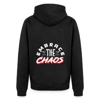 Embrace Your Quirks - Authenticity Is Gorgeous - Unisex Premium Bio Zip Hoodie - Schwarz - Hinten - Nico (187cm)