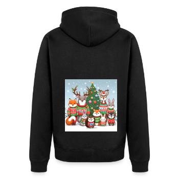 Ugly Christmas Sweater Animals for Christmas - Unisex Premium Organic Zip Hoodie - black - Back - Nico (187cm)
