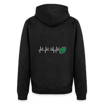 Rugby battement coeur rugby club pau montauban - Veste à capuche bio Premium Unisexe - noir - Dos - Nico (187cm)