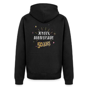 joyeux anniversaire 50 ans cadeau humour - Veste à capuche bio Premium Unisexe - noir - Dos - Nico (187cm)