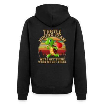 Turtle Hiking Team We'll Get There When We Get - Unisex Premium Organic Zip Hoodie - black - Back - Nico (187cm)