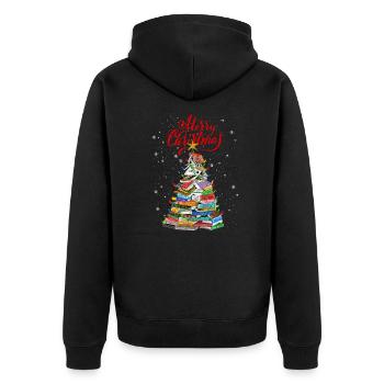 Christmas Book Tree Lights T Shirt - Veste à capuche bio Premium Unisexe - noir - Dos - Nico (187cm)