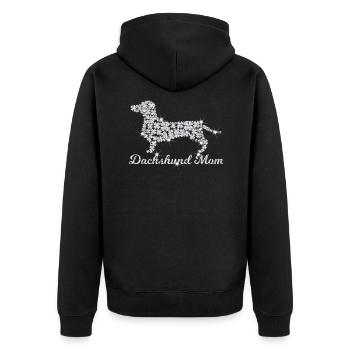 Bling Dachshund Mom - Unisex Premium Organic Zip Hoodie - black - Back - Nico (187cm)