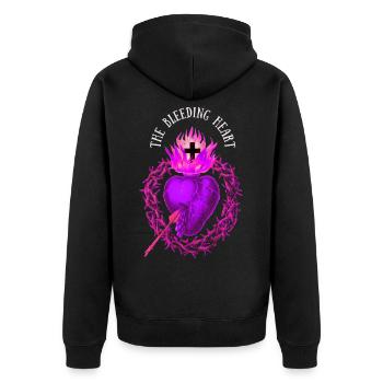 Jesus Christus Bleeding-Heart Blutendes Herz - Unisex Premium Bio Zip Hoodie - Schwarz - Hinten - Nico (187cm)