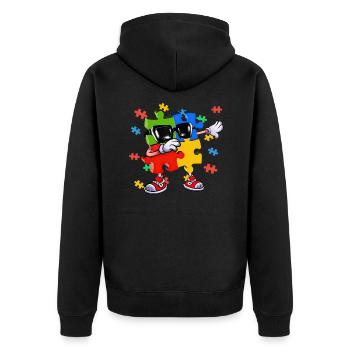 Dabbing Puzzle Piece - Unisex Premium Organic Zip Hoodie - black - Back - Nico (187cm)