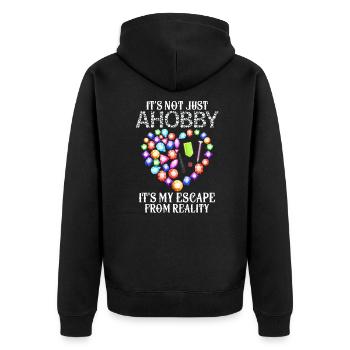 It's Not Just A Hobby It's My Escape From Reality - Unisex Premium Organic Zip Hoodie - black - Back - Nico (187cm)