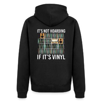 It's Not Hoarding If It's Vinyl Vintage Records - Unisex Premium Organic Zip Hoodie - black - Back - Nico (187cm)