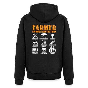 Farmer I’m More Than You Think - Veste à capuche bio Premium Unisexe - noir - Dos - Nico (187cm)